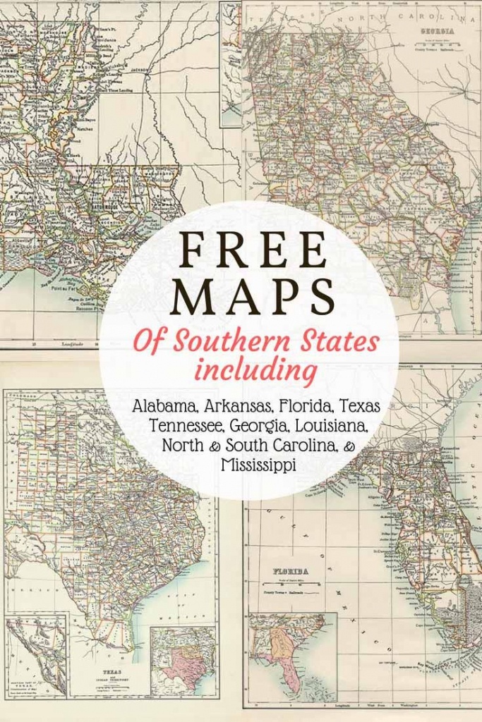 Free Downloadable Southern Usa State Maps From 1885. Includes Old - Free Old Maps Of Texas