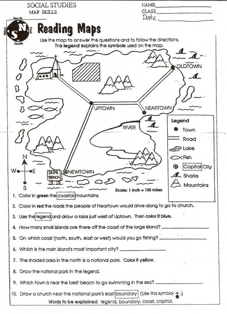 Free Elementary Worksheets On Reading Maps | Printableshelter - Map Skills Quiz Printable