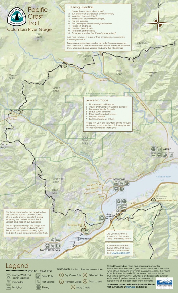 Free Map Of Pacific Crest Trail In Columbia River Gorge - Southern California Trail Maps