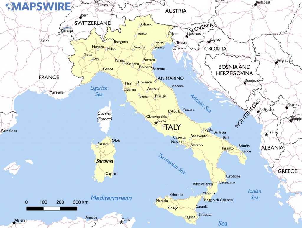 Free Maps Of Italy – Mapswire - Printable Map Of Italy With Cities