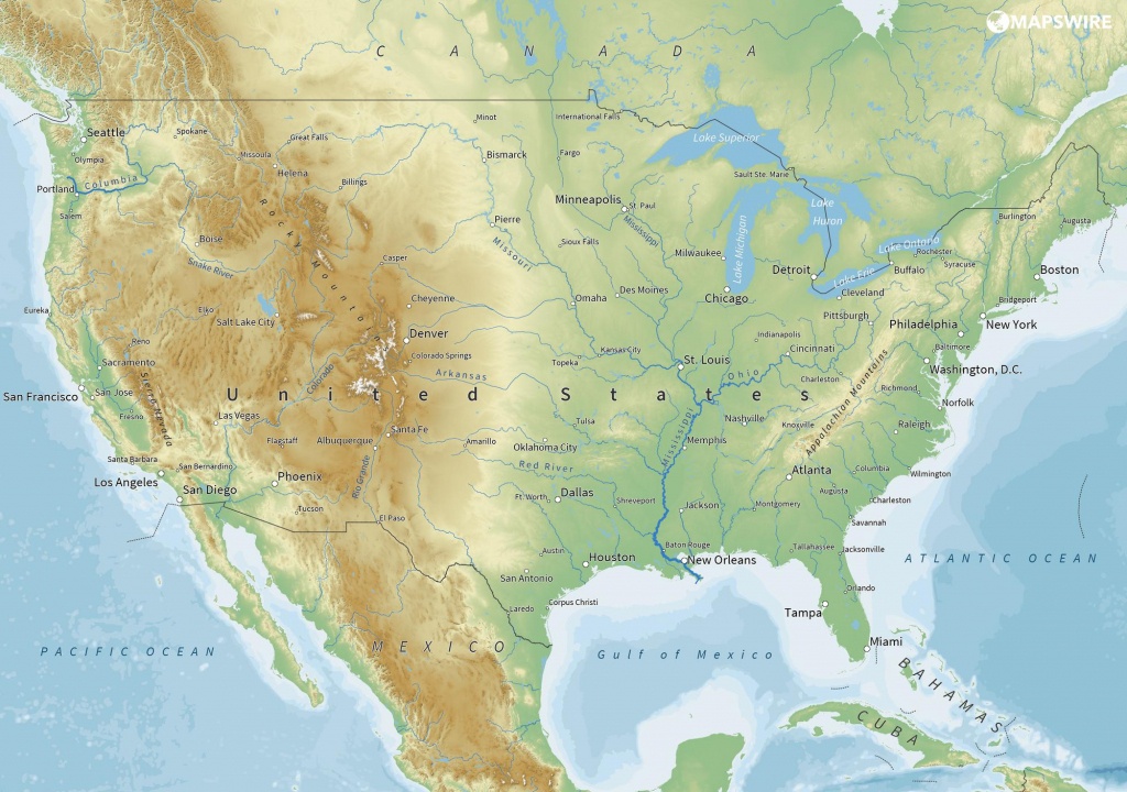 Free Maps Of The United States – Mapswire - Physical Map Of The United States Printable