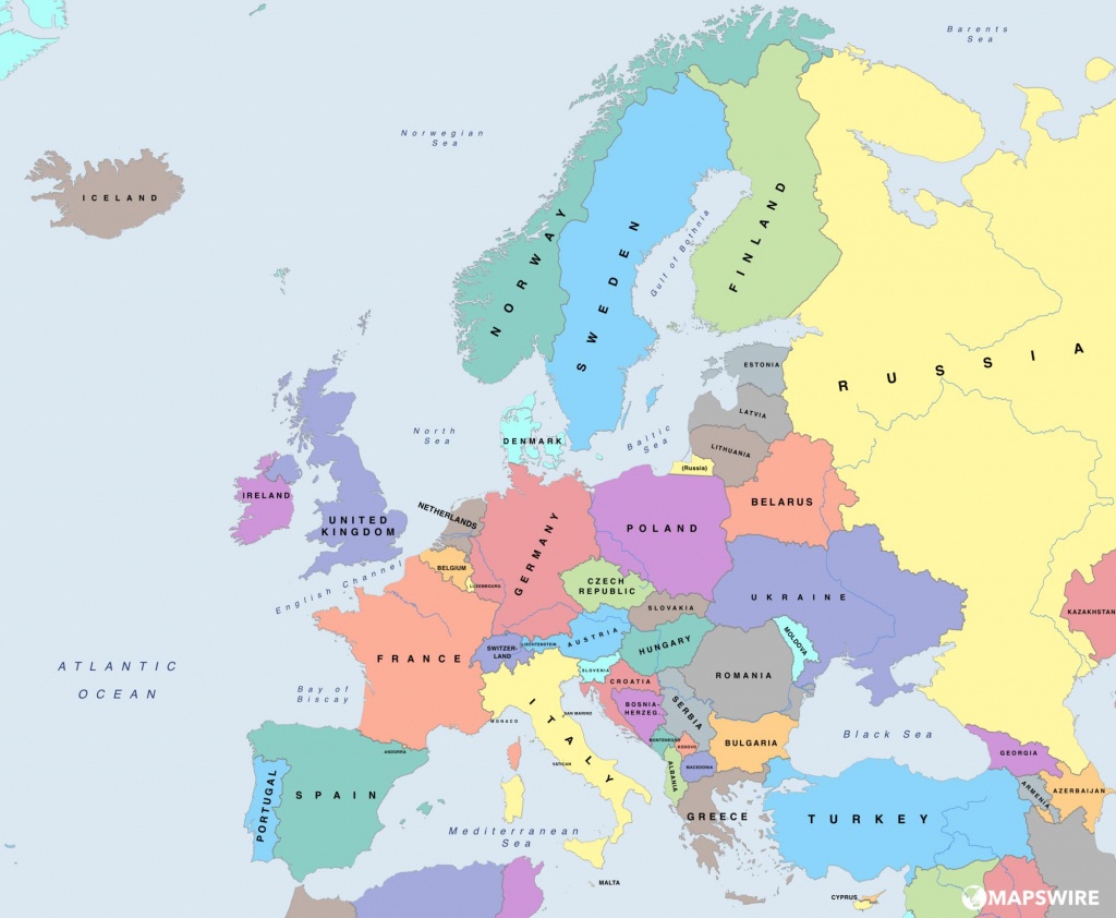 Free Political Maps Of Europe – Mapswire - Printable Political Map Of Europe