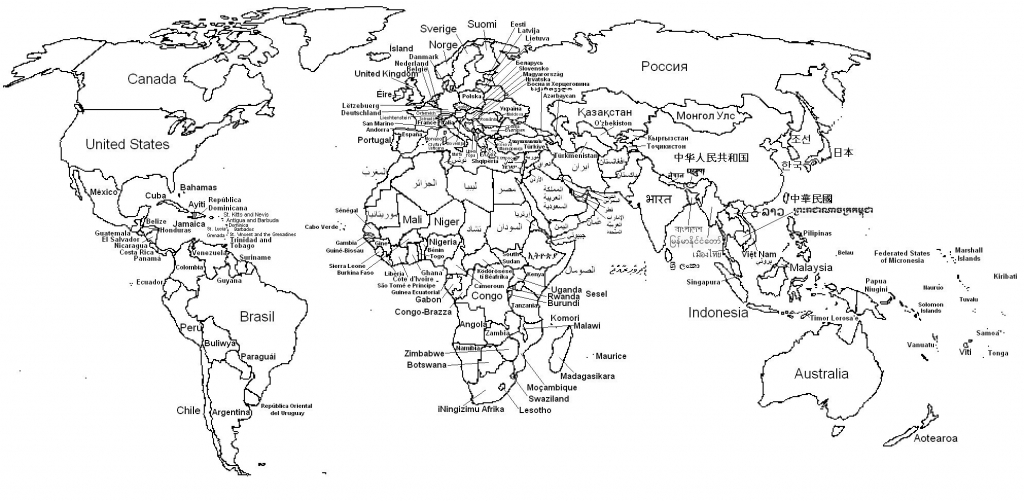 Free Printable Black And White World Map With Countries New Maps - Printable World Map With Countries For Kids