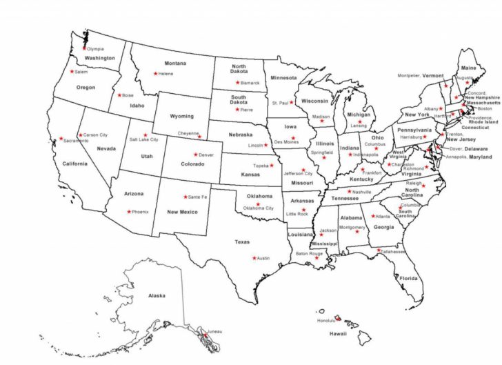 Free Printable Us Map With States And Capitals