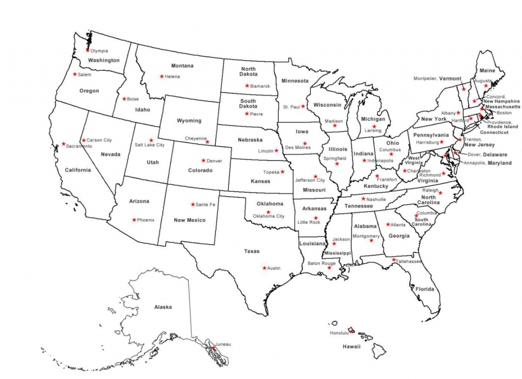 Free Printable Map Of Usa With Capitals - Capitalsource - Printable Map Of Us Capitals
