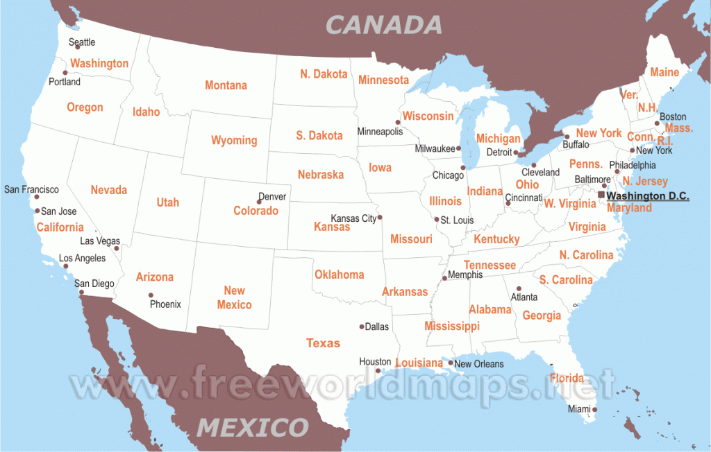 Free Printable Maps Of The United States - Printable State Maps With Cities