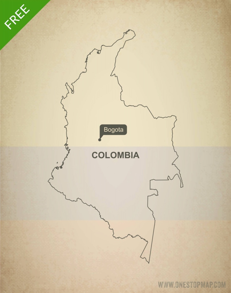 Free Vector Map Of Colombia Outline | One Stop Map - Printable Map Of Colombia