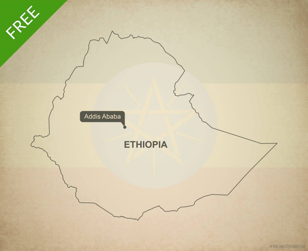 Free Vector Map Of Ethiopia Outline | One Stop Map - Printable Map Of Ethiopia