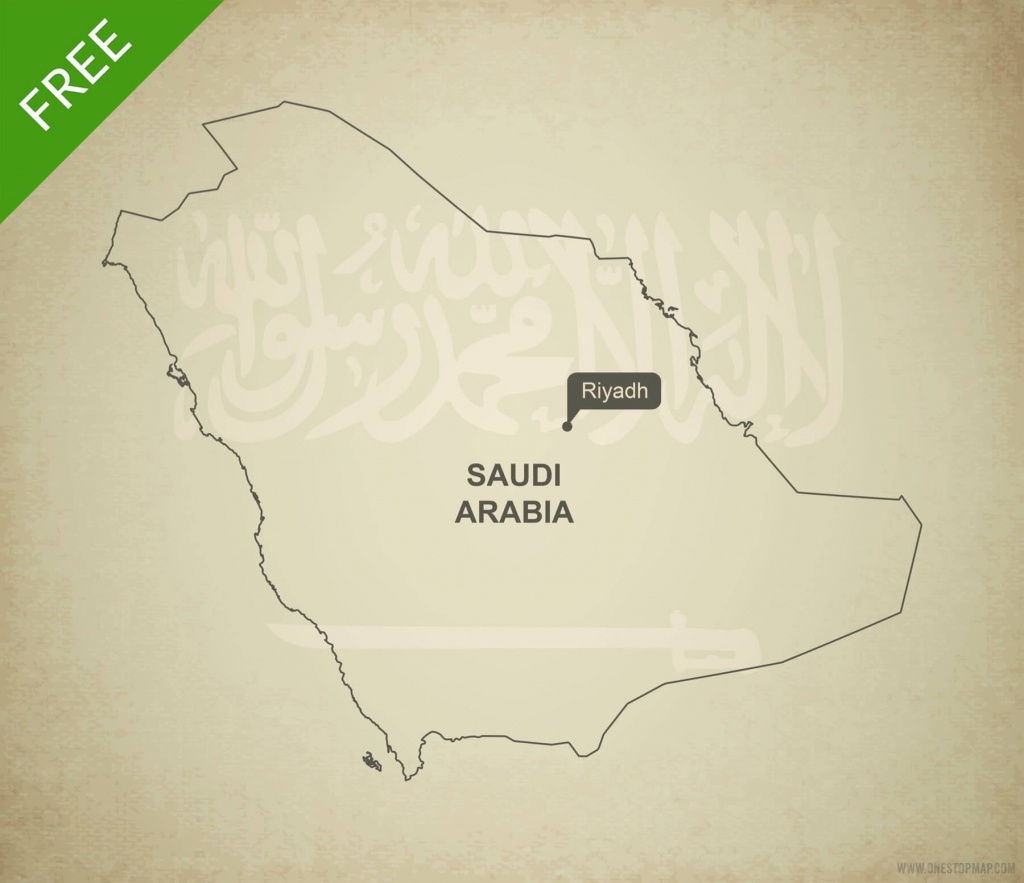 Free Vector Map Of Saudi Arabia Outline | One Stop Map - Printable Map Of Saudi Arabia