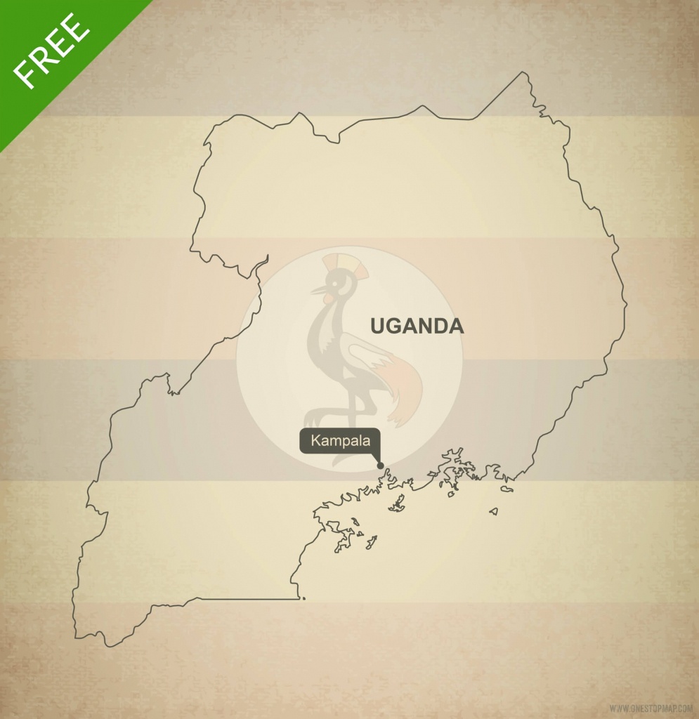 Free Vector Map Of Uganda Outline | One Stop Map - Printable Map Of Uganda