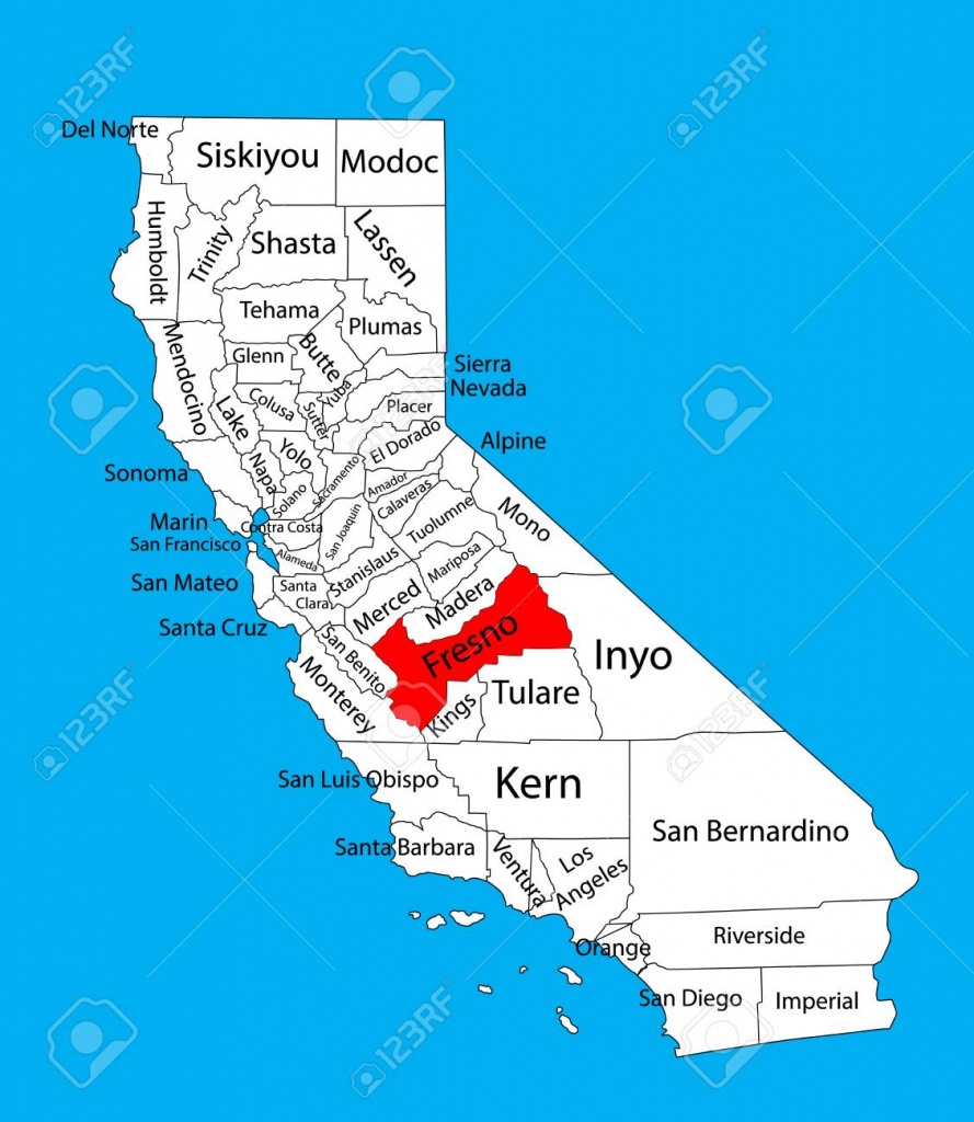 Fresno County (California, United States Of America) Vector Map - Fresno California Map