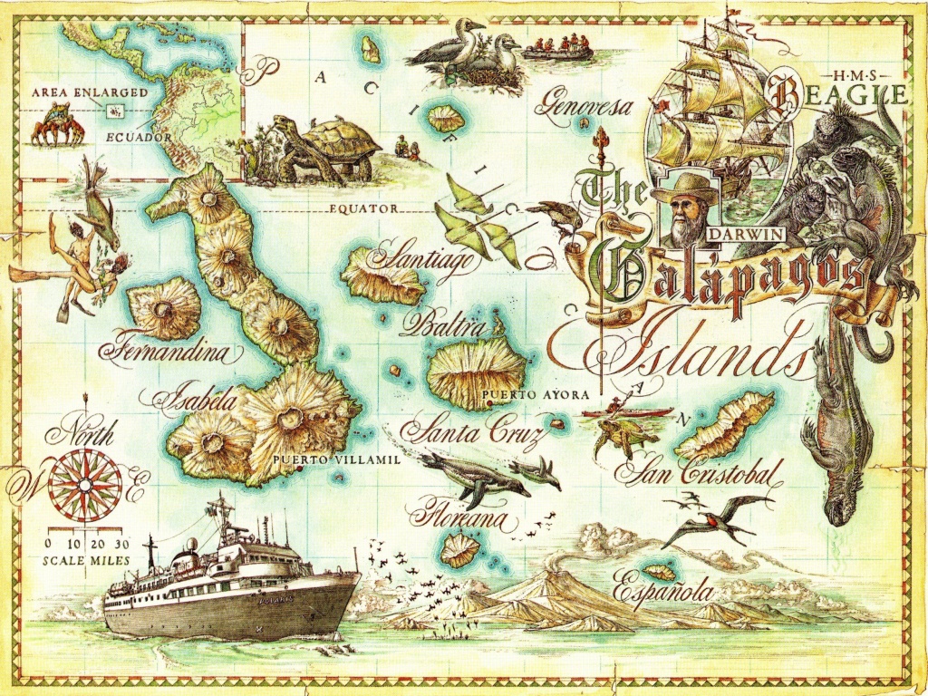 Galapagos Islands Map - Galapagos Islands • Mappery | Baby/bridal - Printable Map Of Galapagos Islands