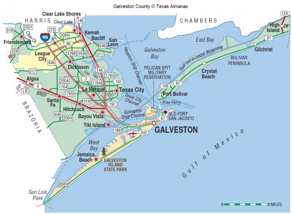 Galveston County | The Handbook Of Texas Online| Texas State - Texas Gulf Coast Beaches Map