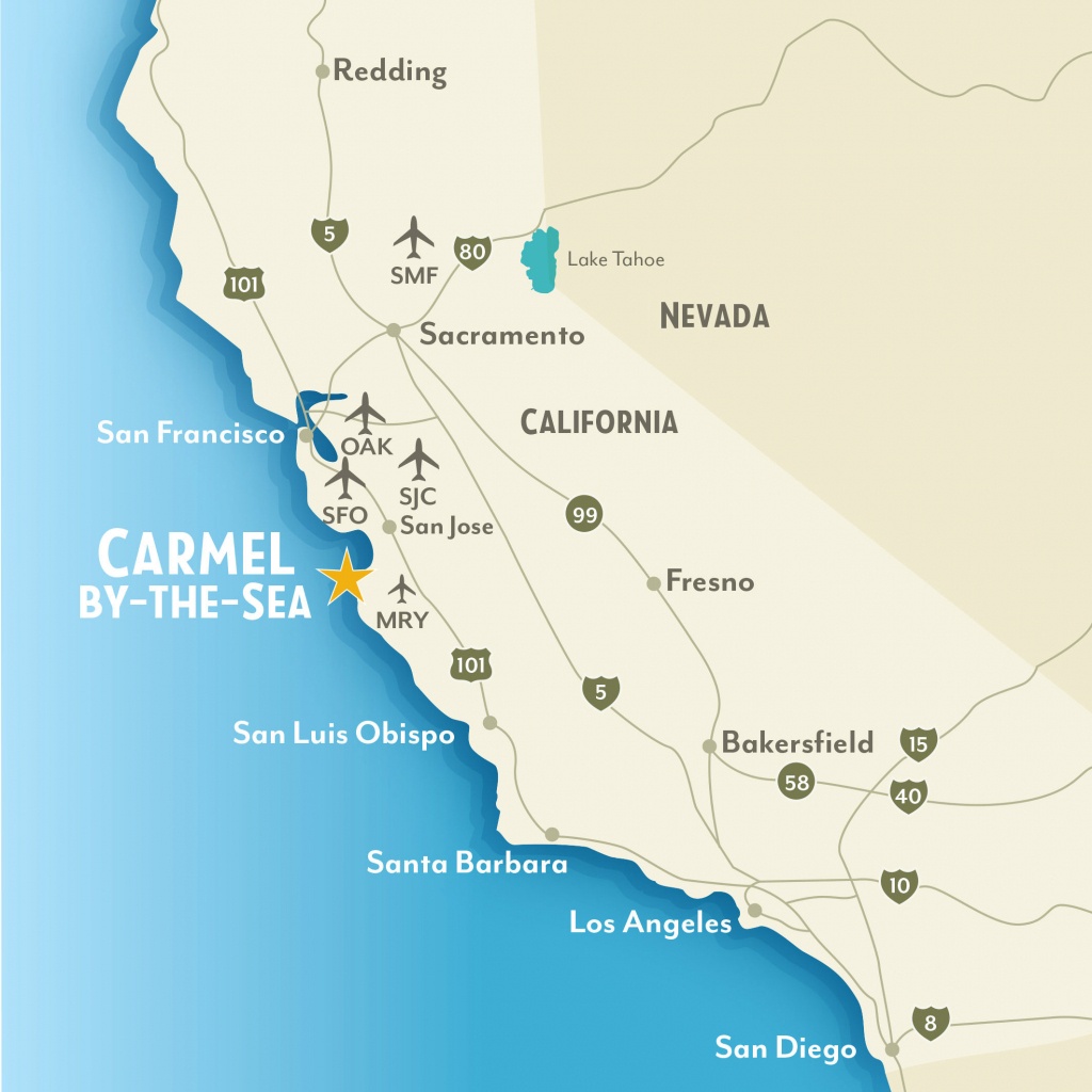 Getting To &amp;amp; Around Carmel-By-The-Sea, California - California Beaches Map