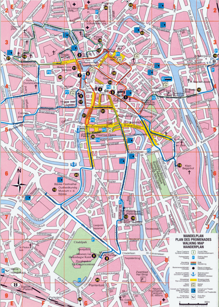 Ghent Walking Tour Map - Ghent Belgium • Mappery | Europe | Walking - Printable Street Map Of Bruges
