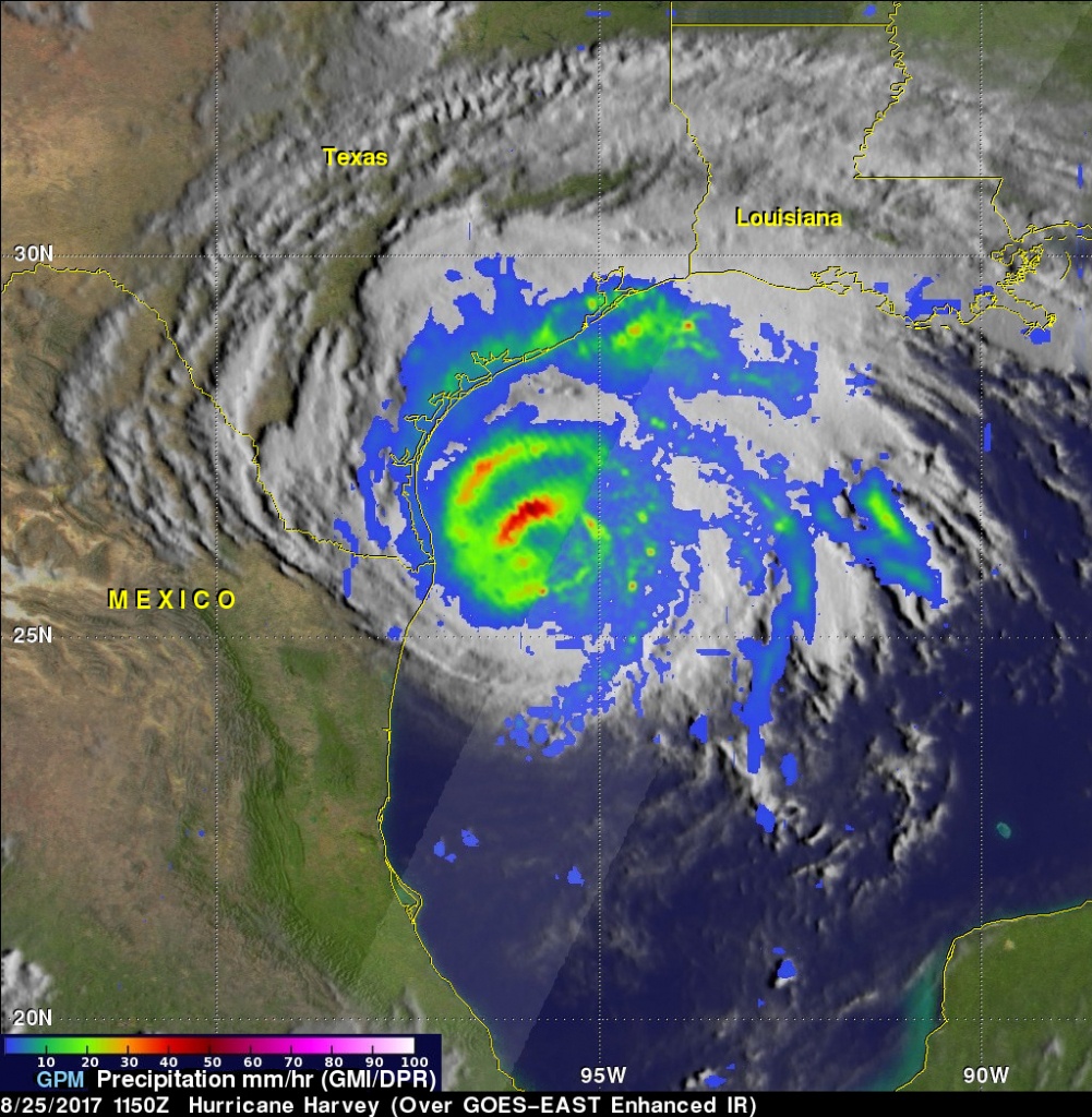 Gpm&amp;#039;s Radar Measures Intense Rain In Hurricane Harvey | Nasa Earth - Texas Satellite Weather Map