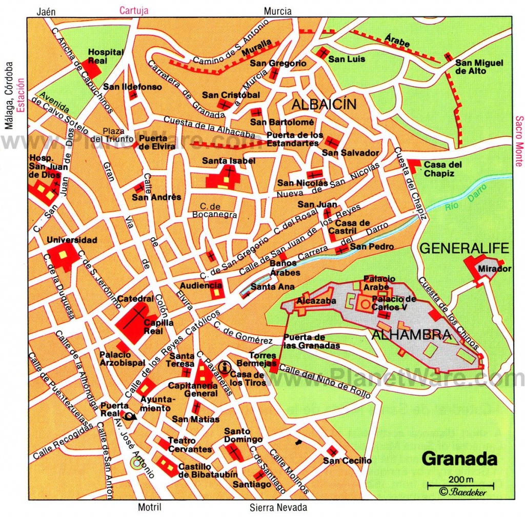 Granada Map - Tourist Attractions | Southern Spain In 2019 | Tourist - Printable Street Map Of Granada Spain