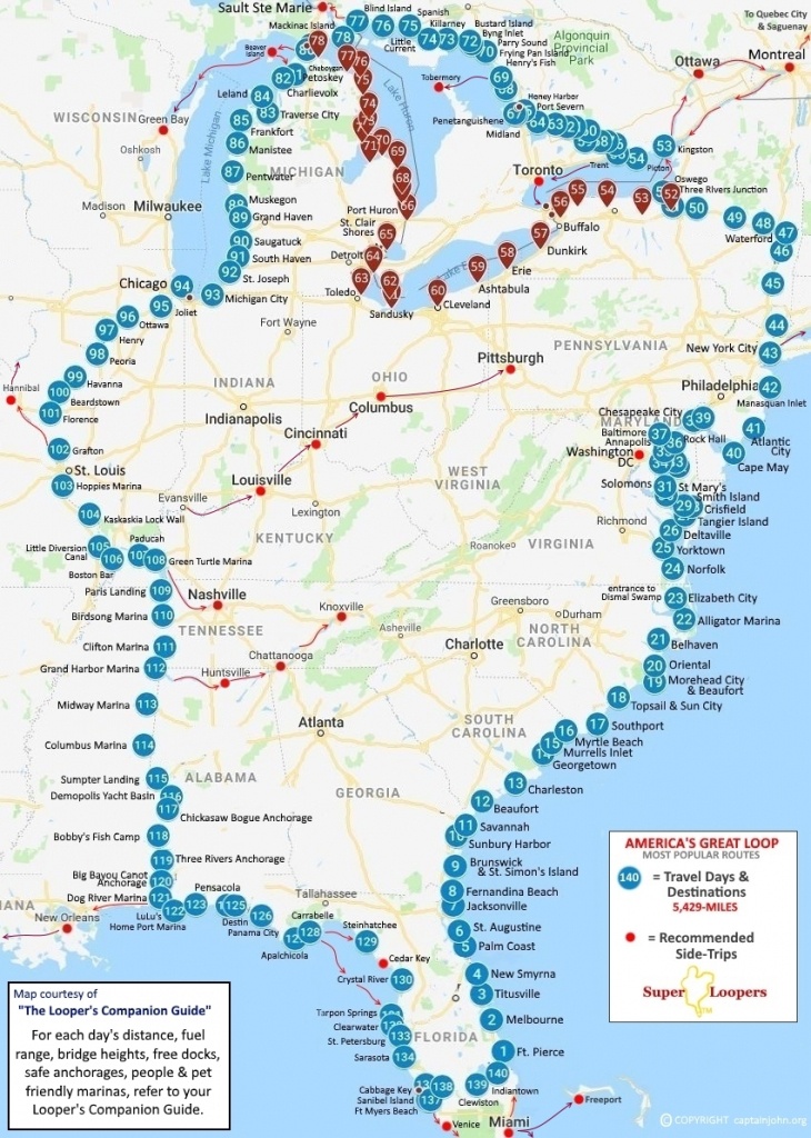 Great Loop Route Distance - Boating Maps Florida