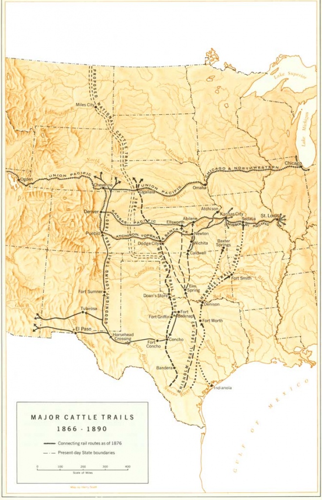Great Western Cattle Trail - Wikipedia - Texas Cattle Trails Map