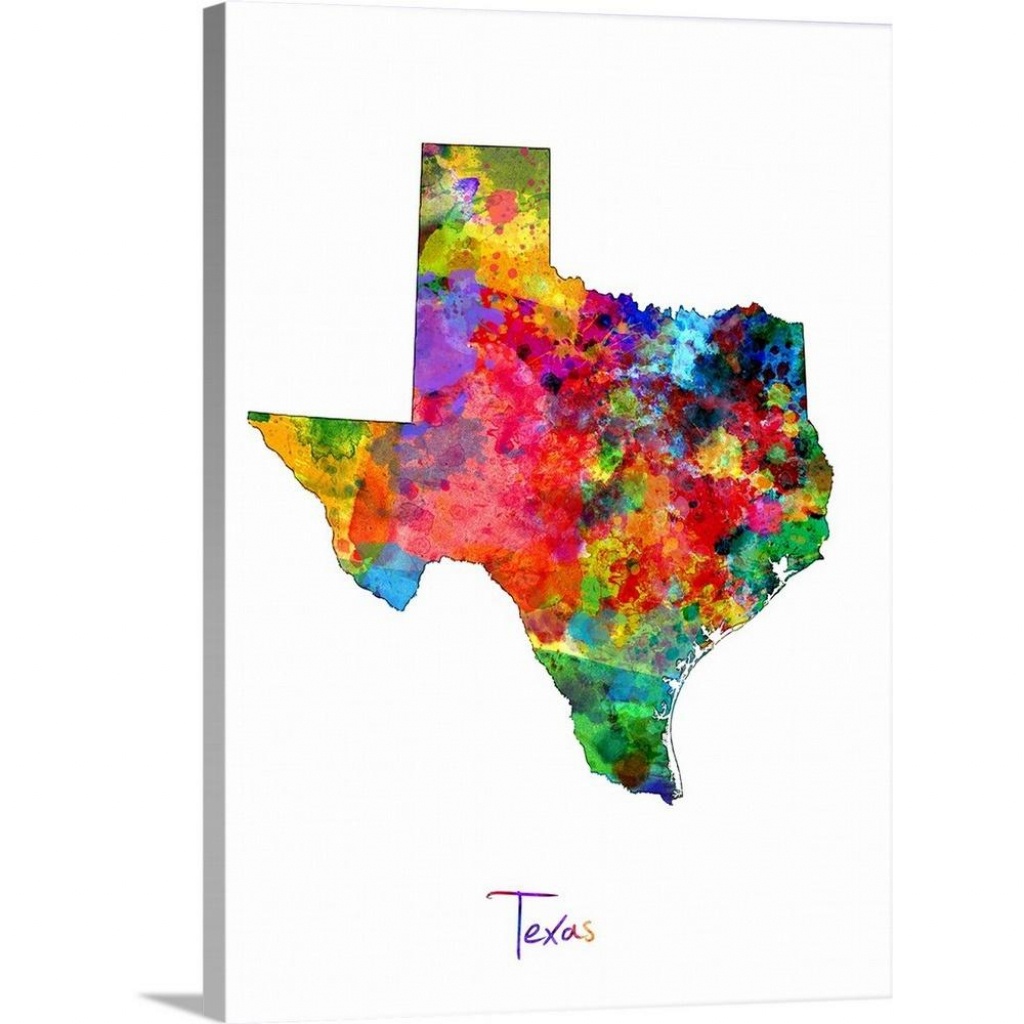 Greatbigcanvas &amp;quot;texas Map&amp;quot;michael Tompsett Canvas Wall Art - Texas Map Artwork