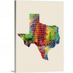 Greatbigcanvas "texas Watercolor Map"michael Tompsett Canvas   Texas Map Wall Art