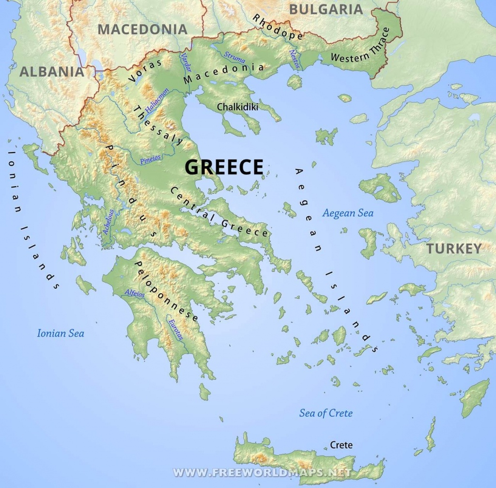 Greece Physical Map - Printable Map Of Greece