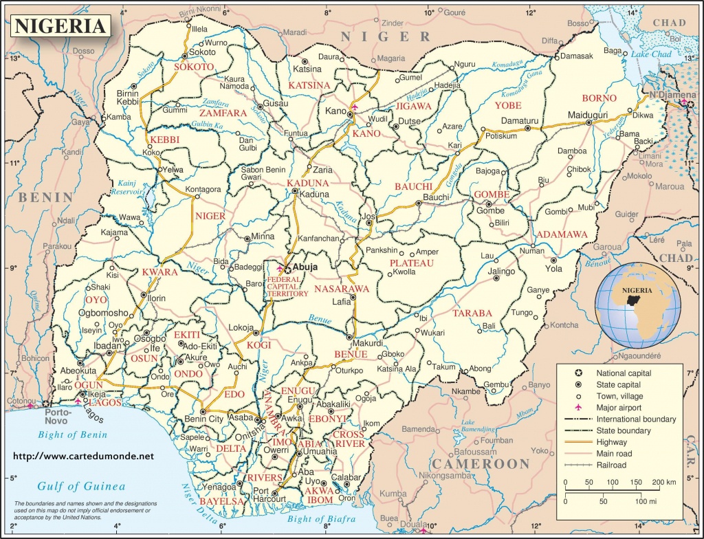 Groot Kaart Nigeria Op De Wereld Kaart - Printable Map Of Nigeria