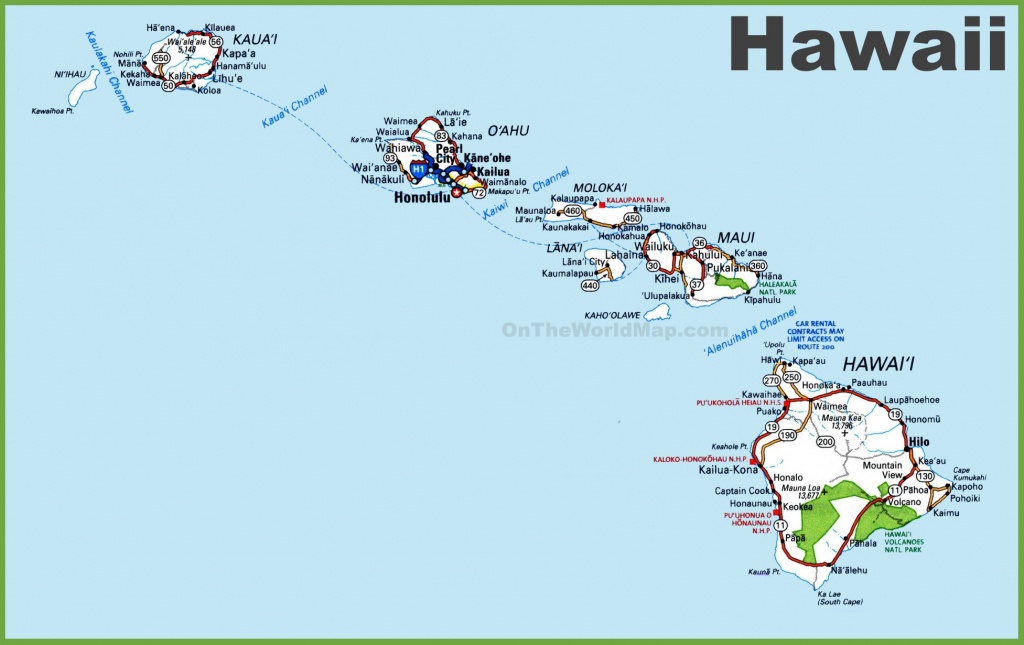 Hawaii Road Map - Printable Map Of Hawaii