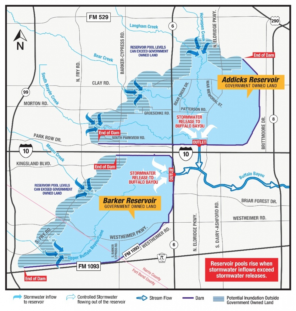 Hcfcd - Flooding Impacts In Connection With The Reservoirs - Barker Texas Map