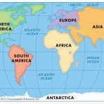 Highlighted In Orange Printable World Map Image For Geography   Printable Map Of Oceans And Continents