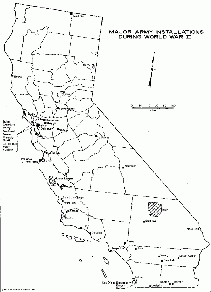 Historic California Posts: Major Army Installations During World War Ii - Map Of Army Bases In California