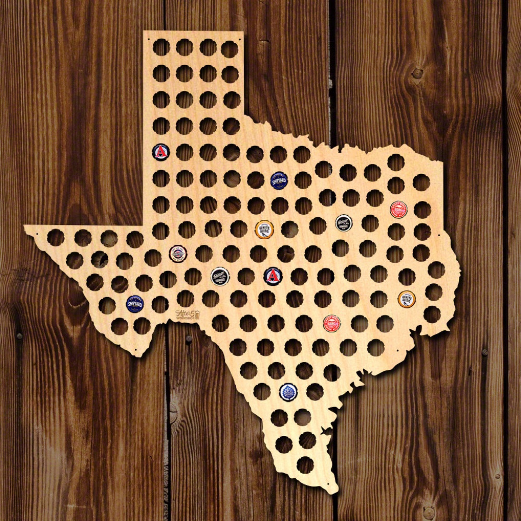 Home Wet Bar Giant Xl Texas Beer Cap Map Wall Décor | Wayfair - Texas Beer Cap Map