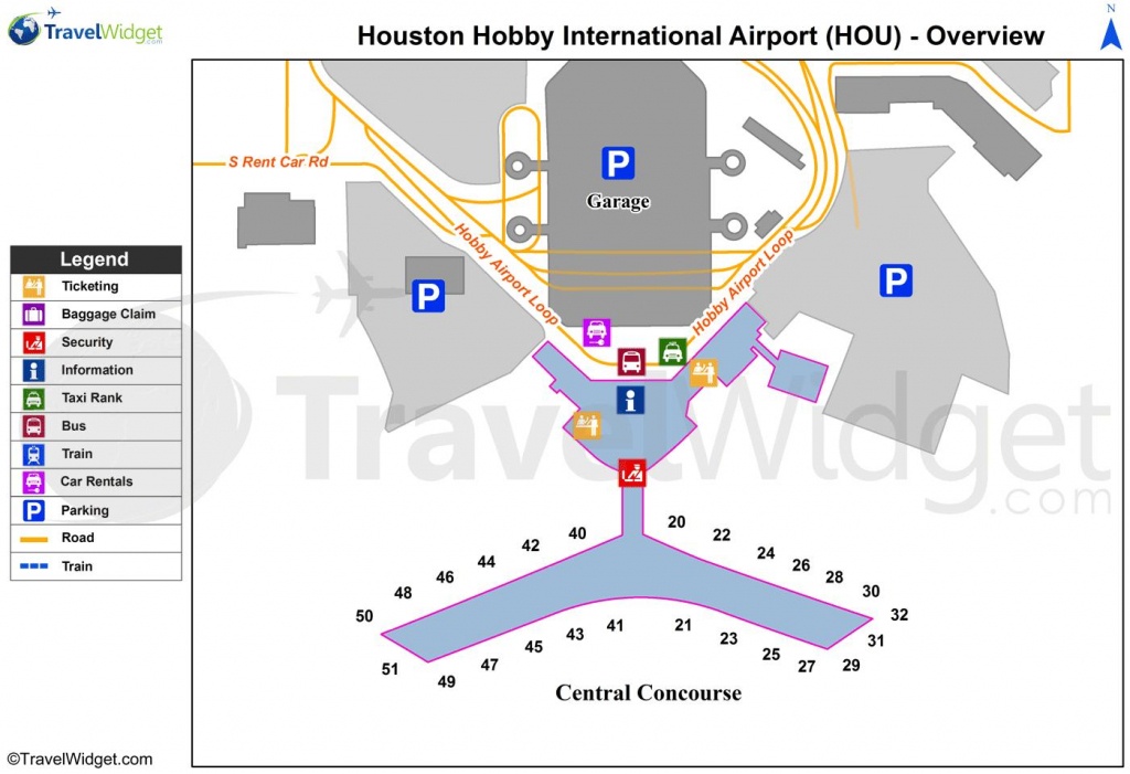 Houston Airport Map - Map Of Houston Airport (Texas - Usa) - Houston Texas Map Airports