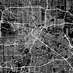Houston, Texas, Downtown Map, Dark | Hebstreits Sketches   Downtown Houston Map Printable