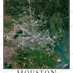 Houston, Tx Area Satellite Map Print | Aerial Image Poster   Aerial Map Of Texas