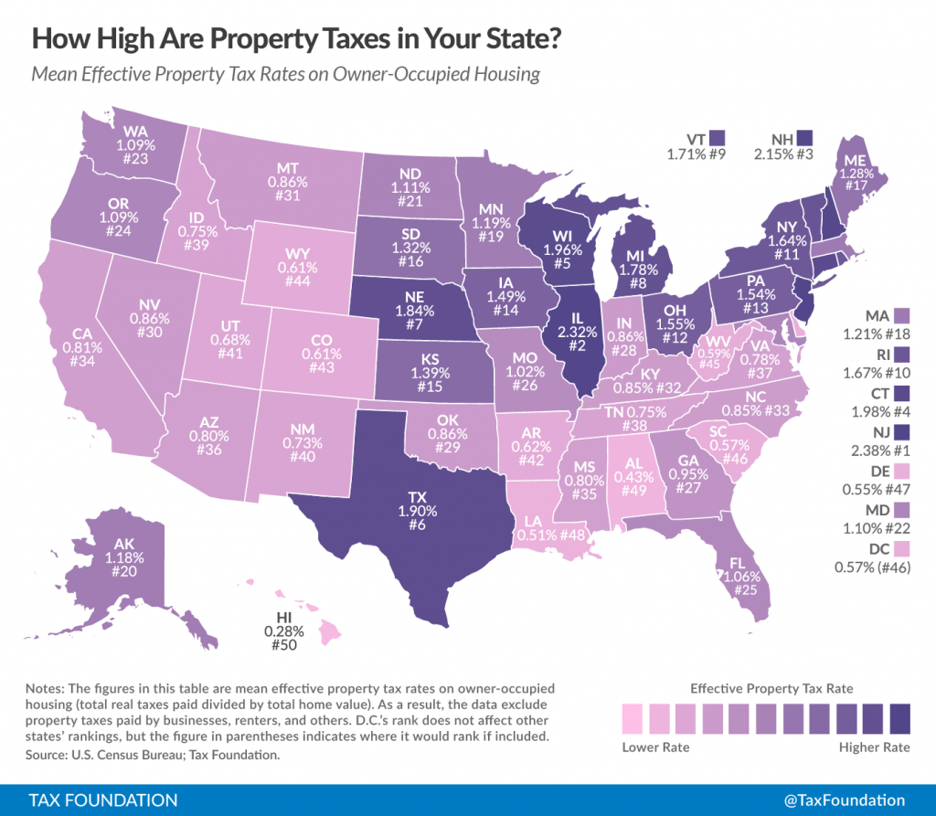 How High Are Property Taxes In Your State? | Tax Foundation - Texas Property Map