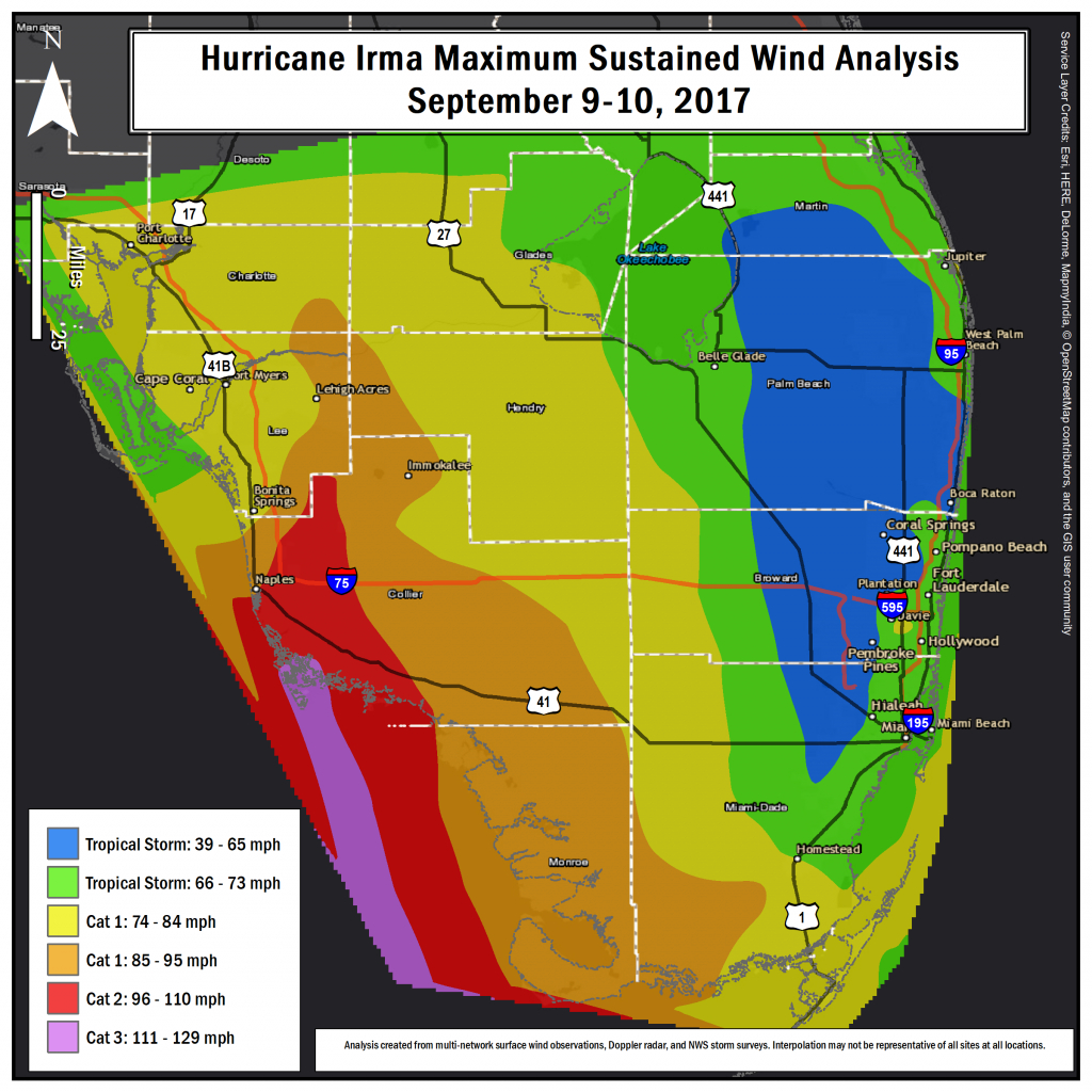 Hurricane Irma Local Report/summary - Florida Wind Speed Map