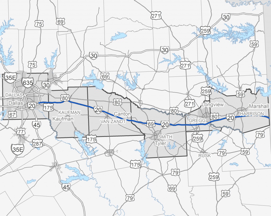 I-20 East Texas Corridor Study - Texas Mile Marker Map I 20