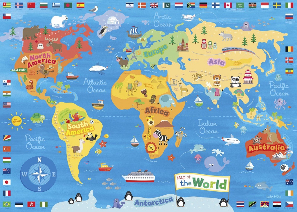 Illustrated Map Of The World For Kids (Children&amp;#039;s World Map) | 4K - Children&amp;amp;#039;s Map Of The World Printable