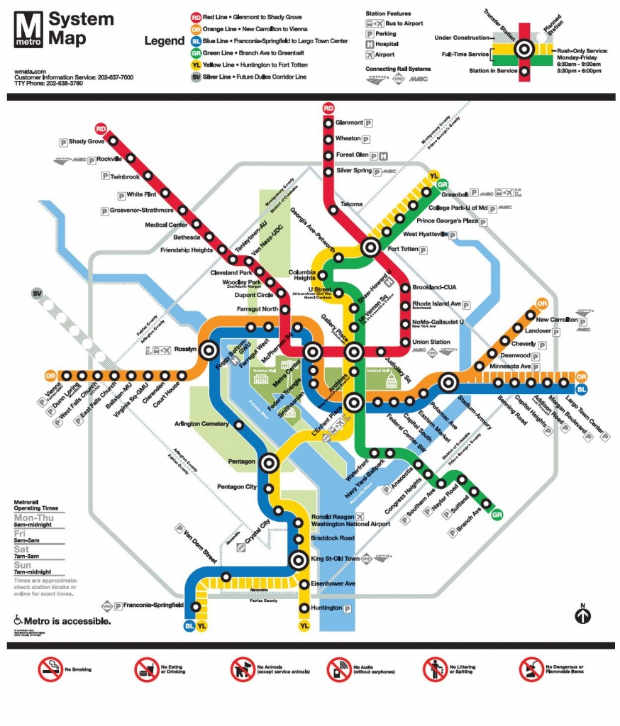Image Result For Wmata Map | Ui Feature - Nidc【2019】 | Washington - Printable Metro Map Of Washington Dc