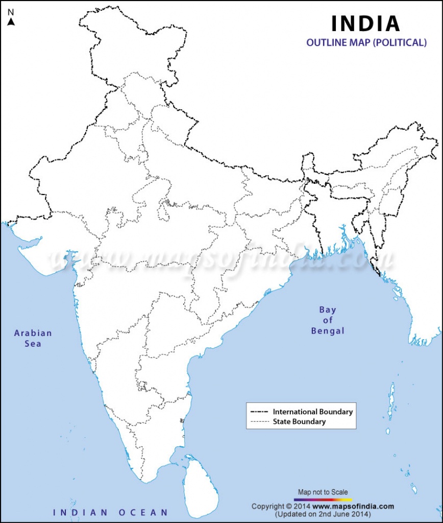 India Political Map In A4 Size - Physical Map Of India Blank Printable