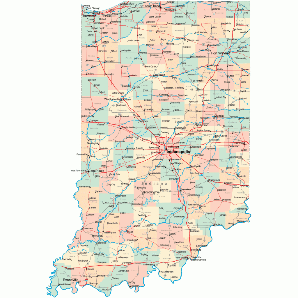 Indiana Road Map - In Road Map - Indiana Highway Map - Printable Map Of Indiana