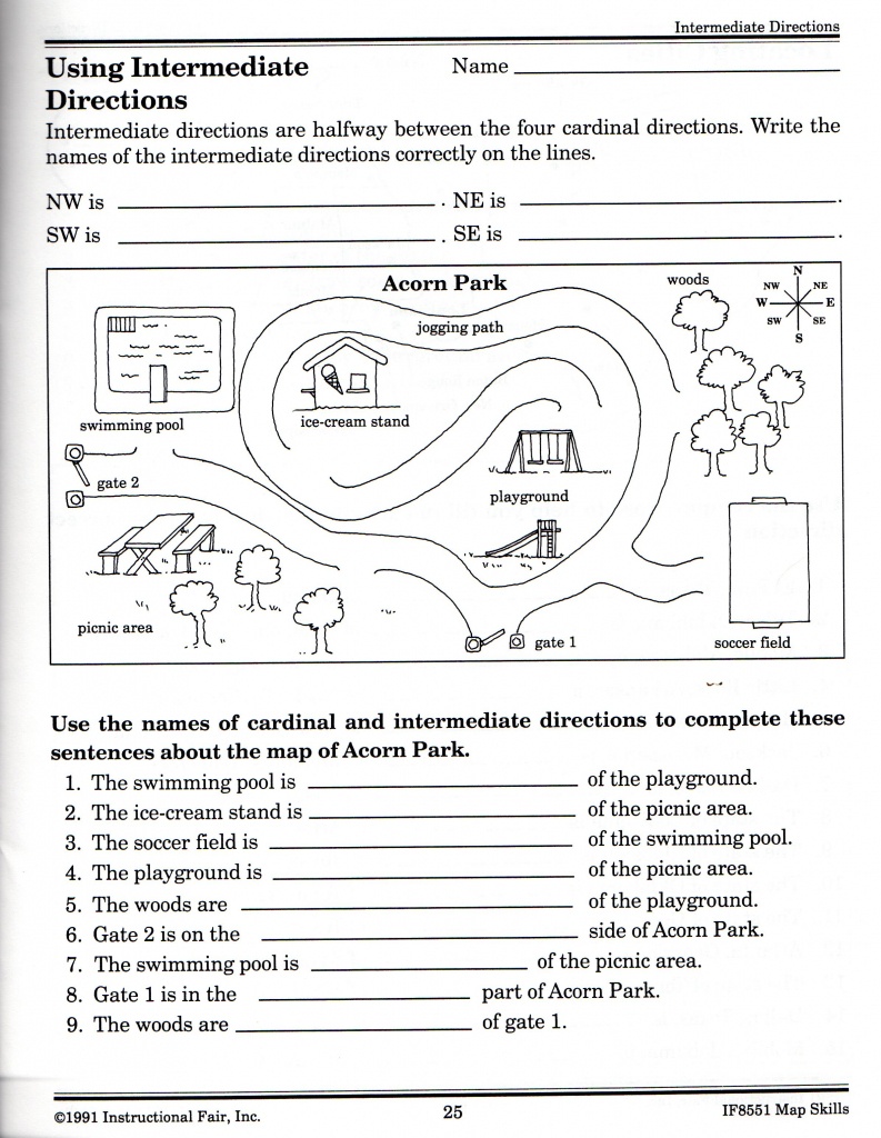 Intermediate Directions Worksheet | Graphic Design &amp;amp; Logos | Map - Map Skills Quiz Printable