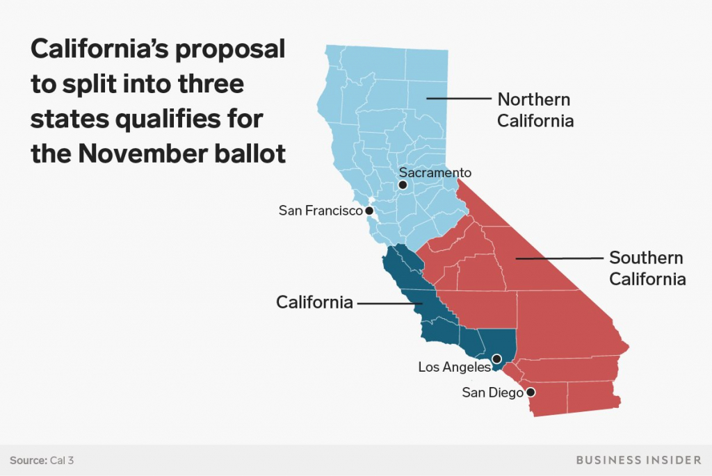 It Would Be Incredibly Difficult For California To Split Into Three - Three State California Map