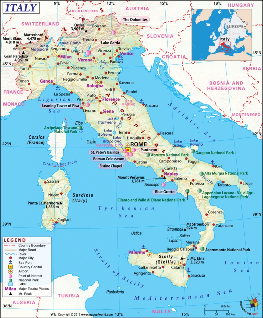 Italy Map, Map Of Italy, History And Intreseting Facts Of Italy - Printable Map Of Italy With Cities And Towns
