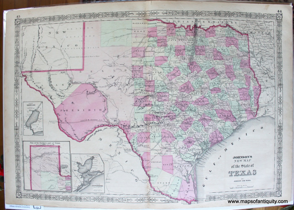 Johnson's New Map Of The State Of Texas - Antique Maps And Charts - Antique Texas Map Reproductions