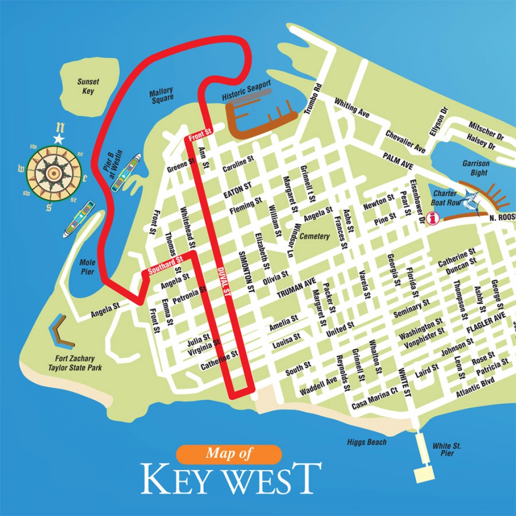 Key West Ducks Route Map | Southernmost Duck Tours - Street Map Of Key West Florida