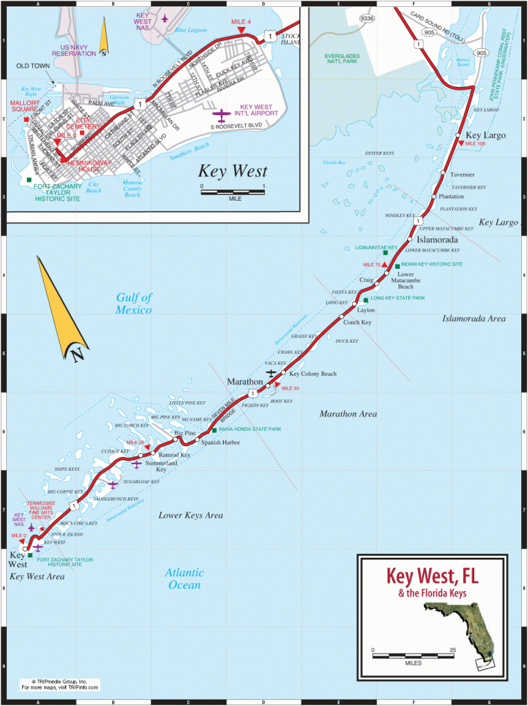 Key West &amp;amp; Florida Keys Road Map | Florida Travel | Florida Keys Map - Casey Key Florida Map