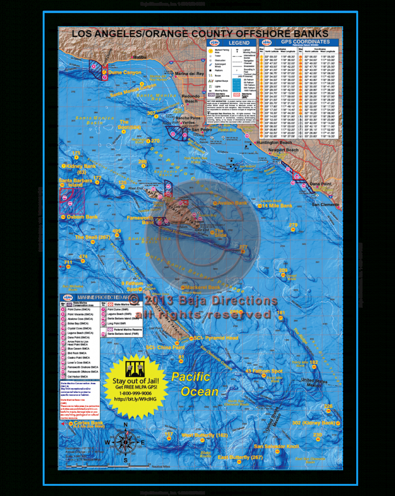 La / Orange County Offshore Banks - Baja Directions - Southern California Fishing Map