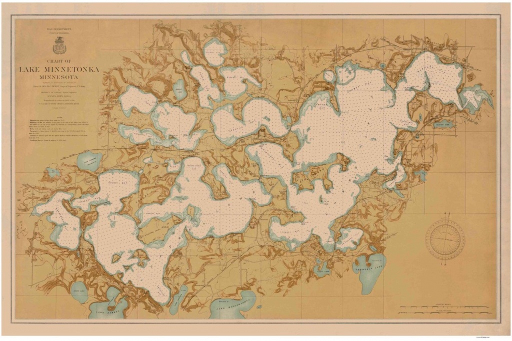 Lake Minnetonka - 1906 Inland Lakes - Minnesota Old Map - Nautical - Printable Lake Minnetonka Map